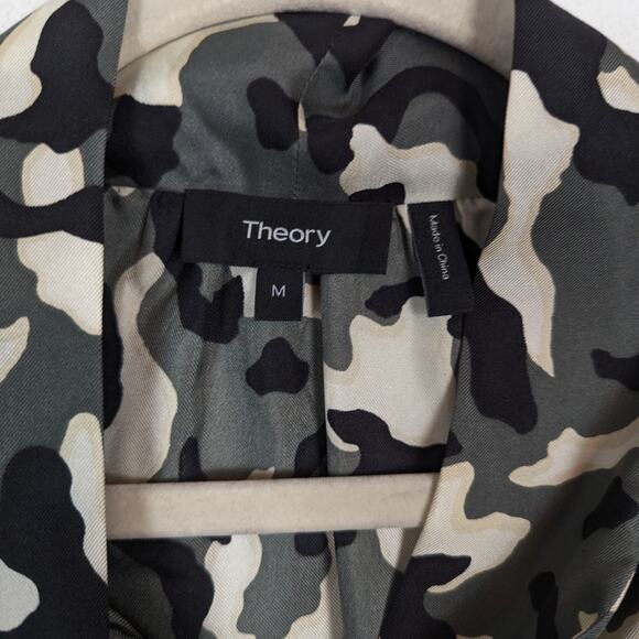 Theory Black Multi Camo Silk Twill Tie Scarf Sleeveless Top Size M - Picture 6 of 10